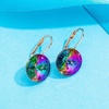 image:imageAustrian Crystal Round Drop Earrings for Women 14K Gold Plated Hypoallergenic Leverback Hoop EarringsRainbow