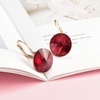 image:imageAustrian Crystal Round Drop Earrings for Women 14K Gold Plated Hypoallergenic Leverback Hoop EarringsRed