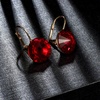 image:imageAustrian Crystal Round Drop Earrings for Women 14K Gold Plated Hypoallergenic Leverback Hoop EarringsRed