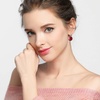 image:imageAustrian Crystal Round Drop Earrings for Women 14K Gold Plated Hypoallergenic Leverback Hoop EarringsRed