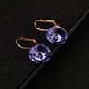 image:imageAustrian Crystal Round Drop Earrings for Women 14K Gold Plated Hypoallergenic Leverback Hoop EarringsTanzanite