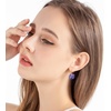 image:imageAustrian Crystal Round Drop Earrings for Women 14K Gold Plated Hypoallergenic Leverback Hoop EarringsTanzanite