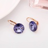image:imageAustrian Crystal Round Drop Earrings for Women 14K Gold Plated Hypoallergenic Leverback Hoop EarringsTanzanite