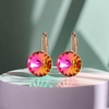 image:imageAustrian Crystal Round Drop Earrings for Women 14K Gold Plated Hypoallergenic Leverback Hoop EarringsVitrail Rose
