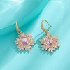 image:imageAustrian Crystal Snowflake Drop Dangle Earrings for Women Dangling Christmas Earrings 14K Gold Plated Hypoallergenic JewelryPink