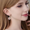 image:imageAustrian Crystal Snowflake Drop Dangle Earrings for Women Dangling Christmas Earrings 14K Gold Plated Hypoallergenic JewelryPink