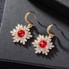 image:imageAustrian Crystal Snowflake Drop Dangle Earrings for Women Dangling Christmas Earrings 14K Gold Plated Hypoallergenic JewelryRed