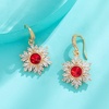 image:imageAustrian Crystal Snowflake Drop Dangle Earrings for Women Dangling Christmas Earrings 14K Gold Plated Hypoallergenic JewelryRed
