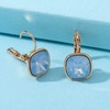 image:imageAustrian Crystal Square Cushion Drop Leverback Earrings for Women 14K Rose Gold Plated Hypoallergenic JewelryAir Blue Opal