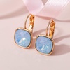 image:imageAustrian Crystal Square Cushion Drop Leverback Earrings for Women 14K Rose Gold Plated Hypoallergenic JewelryAir Blue Opal