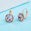 image:imageAustrian Crystal Square Cushion Drop Leverback Earrings for Women 14K Rose Gold Plated Hypoallergenic JewelryAntique Pink