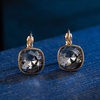 image:imageAustrian Crystal Square Cushion Drop Leverback Earrings for Women 14K Rose Gold Plated Hypoallergenic JewelryBlack