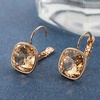 image:imageAustrian Crystal Square Cushion Drop Leverback Earrings for Women 14K Rose Gold Plated Hypoallergenic JewelryLight Topaz