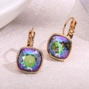 image:imageAustrian Crystal Square Cushion Drop Leverback Earrings for Women 14K Rose Gold Plated Hypoallergenic JewelryRainbow