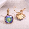 image:imageAustrian Crystal Square Cushion Drop Leverback Earrings for Women 14K Rose Gold Plated Hypoallergenic JewelryRainbow