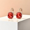 image:imageAustrian Crystal Square Cushion Drop Leverback Earrings for Women 14K Rose Gold Plated Hypoallergenic JewelryRed