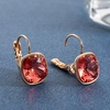 image:imageAustrian Crystal Square Cushion Drop Leverback Earrings for Women 14K Rose Gold Plated Hypoallergenic JewelryRose Pink