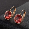 image:imageAustrian Crystal Square Cushion Drop Leverback Earrings for Women 14K Rose Gold Plated Hypoallergenic JewelryRose Pink