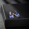 image:imageAustrian Crystal Square Cushion Drop Leverback Earrings for Women 14K Rose Gold Plated Hypoallergenic JewelrySapphire