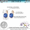 image:imageAustrian Crystal Square Cushion Drop Leverback Earrings for Women 14K Rose Gold Plated Hypoallergenic JewelrySapphire