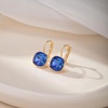 image:imageAustrian Crystal Square Cushion Drop Leverback Earrings for Women 14K Rose Gold Plated Hypoallergenic JewelrySapphire