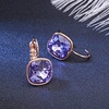 image:imageAustrian Crystal Square Cushion Drop Leverback Earrings for Women 14K Rose Gold Plated Hypoallergenic JewelryTanzanite