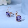 image:imageAustrian Crystal Square Cushion Drop Leverback Earrings for Women 14K Rose Gold Plated Hypoallergenic JewelryTanzanite