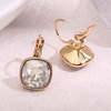 image:imageAustrian Crystal Square Cushion Drop Leverback Earrings for Women 14K Rose Gold Plated Hypoallergenic JewelryWhite