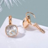 image:imageAustrian Crystal Square Cushion Drop Leverback Earrings for Women 14K Rose Gold Plated Hypoallergenic JewelryWhite