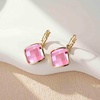 image:imageAustrian Crystal Square Leverback Drop Earrings for Women  Classic SquareCut Crystal14K GoldPlatedLeverback for Easy Secure WearGift Box IncludedFor Day and Evening EventsPink