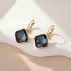 image:imageAustrian Crystal Square Leverback Drop Earrings for Women  Classic SquareCut Crystal14K GoldPlatedLeverback for Easy Secure WearGift Box IncludedFor Day and Evening EventsBlack