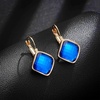 image:imageAustrian Crystal Square Leverback Drop Earrings for Women  Classic SquareCut Crystal14K GoldPlatedLeverback for Easy Secure WearGift Box IncludedFor Day and Evening EventsBermuda Blue