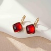 image:imageAustrian Crystal Square Leverback Drop Earrings for Women  Classic SquareCut Crystal14K GoldPlatedLeverback for Easy Secure WearGift Box IncludedFor Day and Evening EventsRed