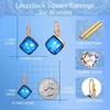 image:imageAustrian Crystal Square Leverback Drop Earrings for Women  Classic SquareCut Crystal14K GoldPlatedLeverback for Easy Secure WearGift Box IncludedFor Day and Evening EventsBermuda Blue