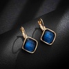 image:imageAustrian Crystal Square Leverback Drop Earrings for Women  Classic SquareCut Crystal14K GoldPlatedLeverback for Easy Secure WearGift Box IncludedFor Day and Evening EventsDark Blue
