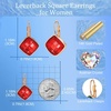 image:imageAustrian Crystal Square Leverback Drop Earrings for Women  Classic SquareCut Crystal14K GoldPlatedLeverback for Easy Secure WearGift Box IncludedFor Day and Evening EventsRed