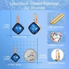 image:imageAustrian Crystal Square Leverback Drop Earrings for Women  Classic SquareCut Crystal14K GoldPlatedLeverback for Easy Secure WearGift Box IncludedFor Day and Evening EventsDark Blue