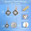 image:imageAustrian Crystal Square Leverback Drop Earrings for Women  Classic SquareCut Crystal14K GoldPlatedLeverback for Easy Secure WearGift Box IncludedFor Day and Evening EventsBlack