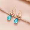 image:imageAustrian Crystal Teardrop Butterfly Drop Dangle Earrings for Women 14K Rose Gold Plated Hypoallergenic JewelryAquamarine