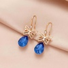 image:imageAustrian Crystal Teardrop Butterfly Drop Dangle Earrings for Women 14K Rose Gold Plated Hypoallergenic JewelryBermuda Blue