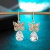 image:imageAustrian Crystal Teardrop Butterfly Drop Dangle Earrings for Women 14K Rose Gold Plated Hypoallergenic JewelryClear White