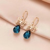 image:imageAustrian Crystal Teardrop Butterfly Drop Dangle Earrings for Women 14K Rose Gold Plated Hypoallergenic JewelryDark Blue