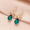 image:imageAustrian Crystal Teardrop Butterfly Drop Dangle Earrings for Women 14K Rose Gold Plated Hypoallergenic JewelryEmerald