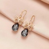 image:imageAustrian Crystal Teardrop Butterfly Drop Dangle Earrings for Women 14K Rose Gold Plated Hypoallergenic JewelryGreyBlack