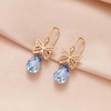 image:imageAustrian Crystal Teardrop Butterfly Drop Dangle Earrings for Women 14K Rose Gold Plated Hypoallergenic JewelryLight Blue