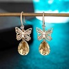 image:imageAustrian Crystal Teardrop Butterfly Drop Dangle Earrings for Women 14K Rose Gold Plated Hypoallergenic JewelryLight Topaz