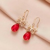 image:imageAustrian Crystal Teardrop Butterfly Drop Dangle Earrings for Women 14K Rose Gold Plated Hypoallergenic JewelryRed