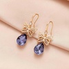 image:imageAustrian Crystal Teardrop Butterfly Drop Dangle Earrings for Women 14K Rose Gold Plated Hypoallergenic JewelryTanzanite