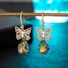image:imageAustrian Crystal Teardrop Butterfly Drop Dangle Earrings for Women 14K Rose Gold Plated Hypoallergenic JewelryVitrail Medium