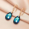 image:imageAustrian Crystal Teardrop Dangle Drop Earrings for Women 14K Gold Plated Hook Earring Hypoallergenic Jewelry Gifts for Women GirlsBermuda Blue